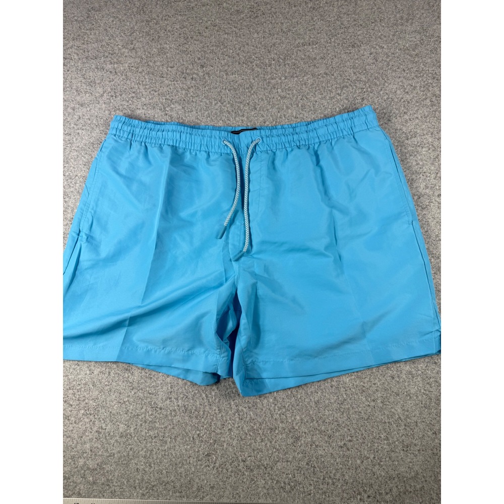 Forever 21 Men Light Blue Swim Trunks XXL Elastic Waist Drawstring Mesh Lined